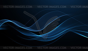 Abstract Waves. Shiny blue moving lines design - vector clipart