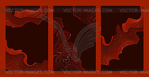 Шаблон красные линии, художественный дизайн обложек, colorfu - векторизованный клипарт