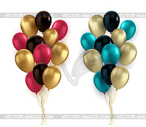 Set of realistic gold red blue black balloon - vector image