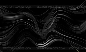 Abstract Waves. Shiny black moving lines design - vector clipart