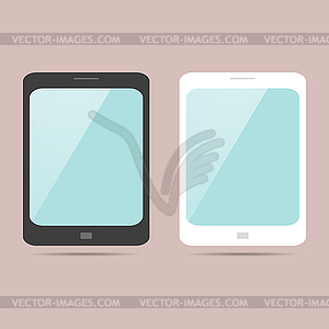 Two stylish tablet in black and white in flat design - royalty-free vector image