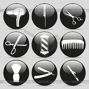 Hairdressing icons. stylish black color - stock vector clipart