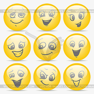 Set of smiley faces expressing different feelings - vector clipart