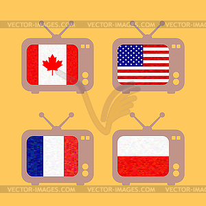 Set icons with flags of countries known on an orang - vector image