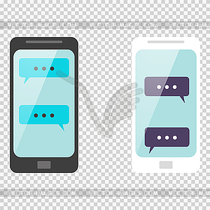 Смартфон чате шаблон смс пузыри на прохладный - векторный клипарт
