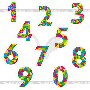 Polygon number alphabet colorful font style - vector image