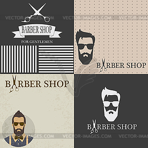 Set of Hairdressing stylish gentlemen. card, - vector image