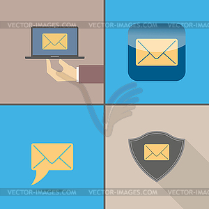 Set of online letter, sms - vector image
