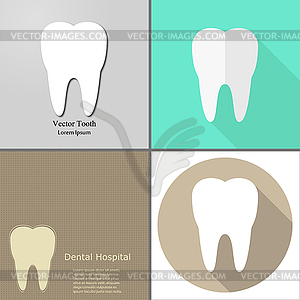 Set of tooth icon on different background - vector clip art