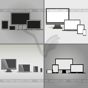 Set of stylish devices for office work. business - vector clipart