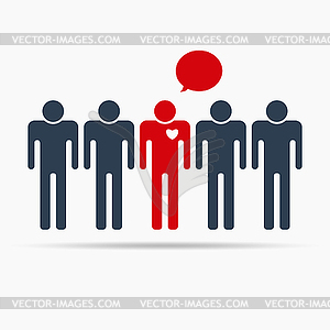 Talk bubble and crowd of people. special person wit - vector clip art