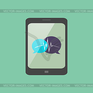 Stylish tablet with logo for chat - vector clipart