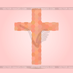 Crystal cross. logo Christian mission organization - color vector clipart