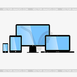 Device set that includes TV, tablet, smart phone an - vector image