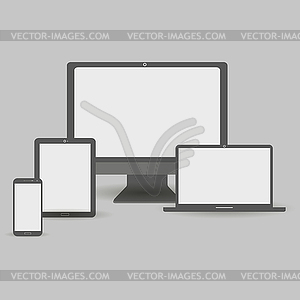Set of realistic monitor, tablet, phone and - vector image