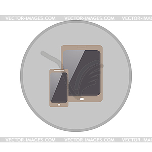 Icon phone and tablet in one round in flat design - vector clip art