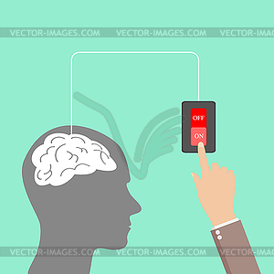 Through switch turns on brain for good ideas - vector clipart