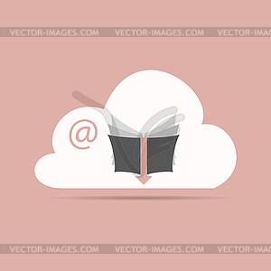 Download books on internet through cloud - vector EPS clipart