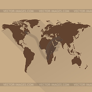 World map. flat design, long shadow. For web and - vector image