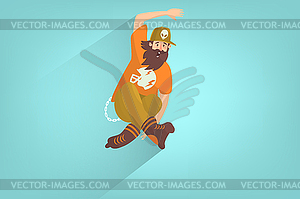 Rollerblader jump. Hipster stiyle of life. Flat - vector image