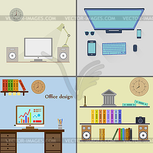 Set of office space - vector clipart