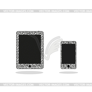 Modern touchscreen cellphone tablet smartphone on - vector clipart