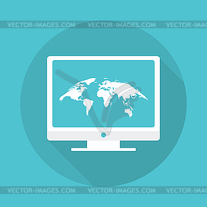 World map. earth in monitor for web design - vector clipart