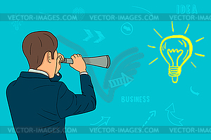 Businessman looking for an idea - vector image
