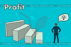 Businessman thinks how to overcome obstacle to - royalty-free vector clipart