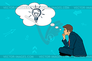 Businessman came up with new idea. start-up - vector clip art