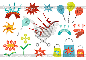 Set of sale design elements. Shopping - vector image