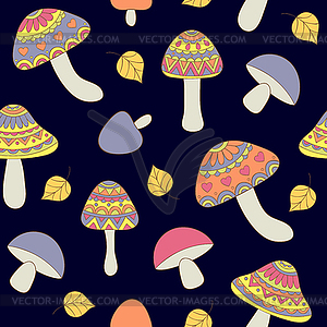 Seamless pattern with abstract mushrooms - vector image