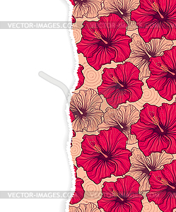 Floral pattern with torn paper - vector image