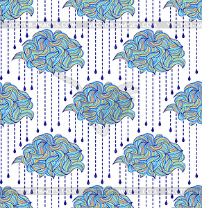 Pattern with abstract clouds and raindrops - vector EPS clipart