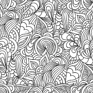 Pattern with abstract flowers,leaves and lines - vector clipart