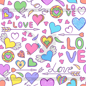 Seamless pattern with hearts - vector clipart