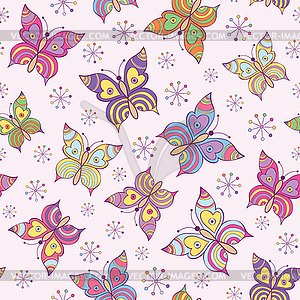 Бесшовный узор WITN красочных бабочек - клипарт в векторе