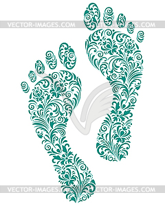 Green human footprints - vector image