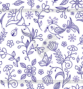 Seamless pattern with abstract flowers - vector clip art