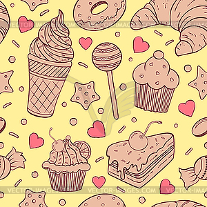 Seamless pattern of sweets - vector clipart