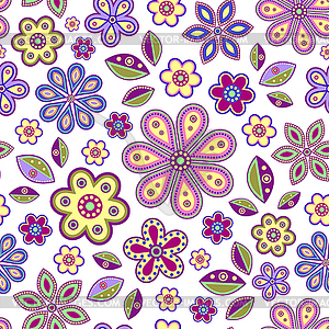 Seamless with colorful flowers - vector clipart