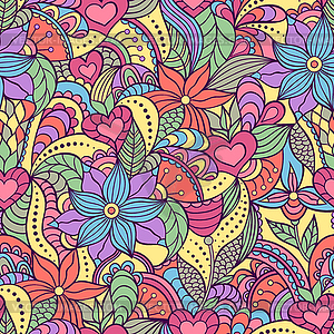 Seamless pattern with abstract flowers - vector image