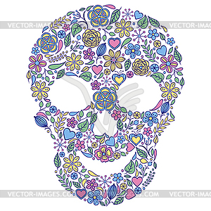 Floral skull - vector clip art