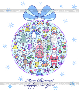 Colorful christmas card - royalty-free vector clipart