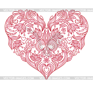 Floral valentines heart - vector image