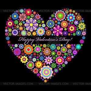 Floral valentines heart - vector clip art