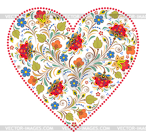 Heart with traditional russian pattern - royalty-free vector clipart