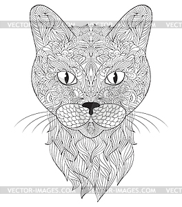 Head of cat - white & black vector clipart