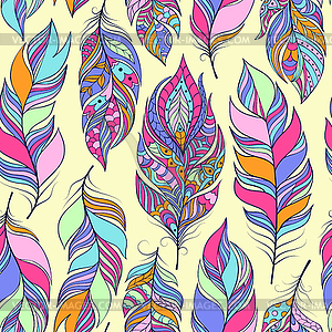 Фон с красочными абстрактные перьев - цветной векторный клипарт