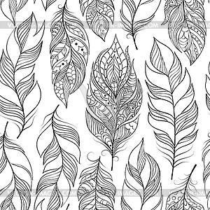 Pattern with abstract feathers - vector clip art